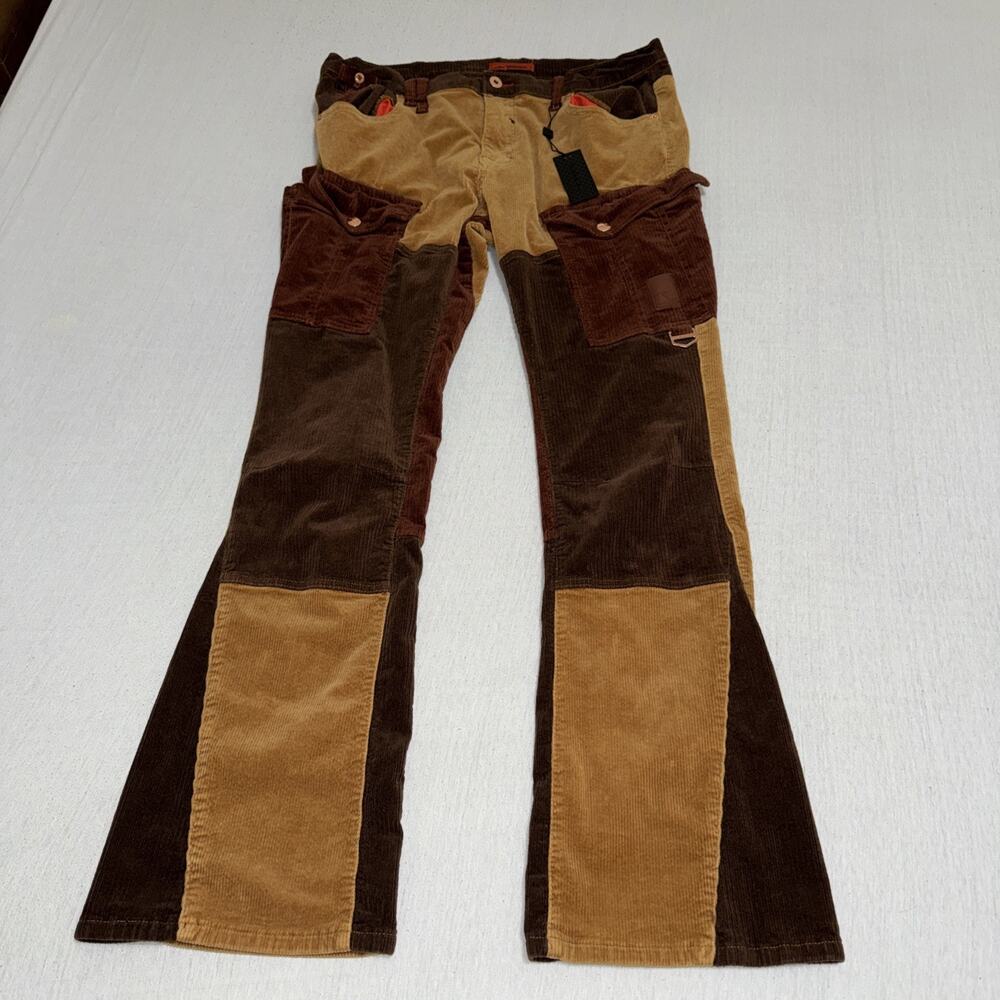 Vintage Rare Element Brown Patchwork Stitched Corduroy Pants Rare 40x35 NWT